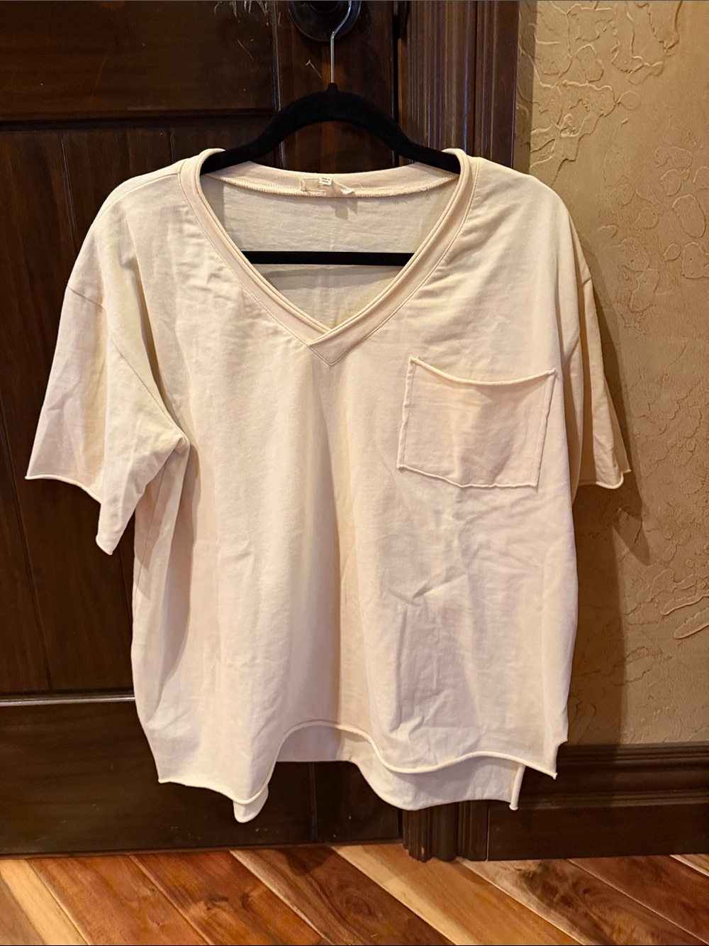easel woman’s butter soft yellow V-Neck Pocket Tee - light yellow